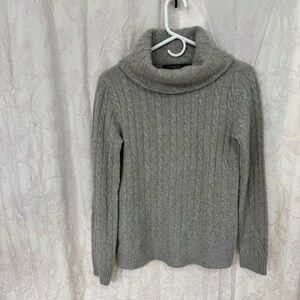 Lauren Ralph Lauren Woman’s Long Sleeve 100% Cashmere Cable Sweater Gray Size S